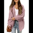 thumbnail image 3 of Chaqueta de Punto Extragrande de Larga con Abertura Frontal y Bolsillos para Mujer, Estilo 2025 Rosa XXL, 3 of 8