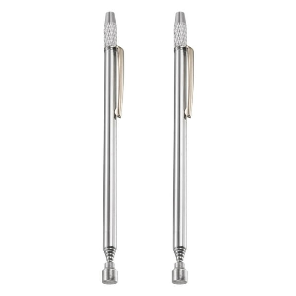 2pcs Telescoping Magnetic Pickup Tool 1.5LB Stainless Steel 5.8" to 26" Extendable Magnet Retrieval Stick with Pocket Clip for Car Industry Garage Office, Silver