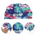 thumbnail image 3 of Unique Bargains 1 Pc Breathable Ink Style Swimming Cap Blue Pink, 3 of 6