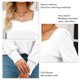 thumbnail image 4 of Camisa de punto con cuello cuadrado, camisa de punto para mujer Camisa de punto cuadrada para mujer Camisa con puños abotonados Durabilidad probada en el tiempo, 4 of 5