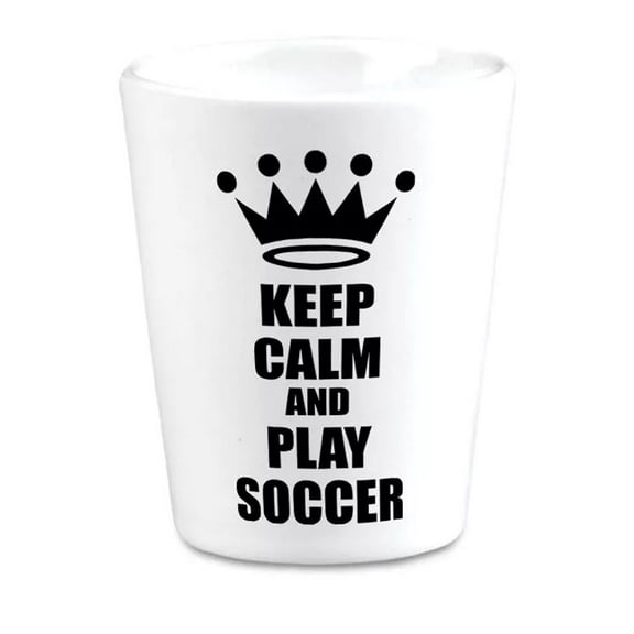 Ceramic Shot Glasses Keep Calm And Play Soccer America Cup 2 Oz
