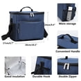 thumbnail image 3 of Insulated Reusable Lunch Bag, Adult Large Lunch Box for Women and Men with Adjustable Shoulder Strap,Front Zipper Pocket and Dual Large Mesh Side Pockets, 10.2x6.7x9.4", 3 of 6