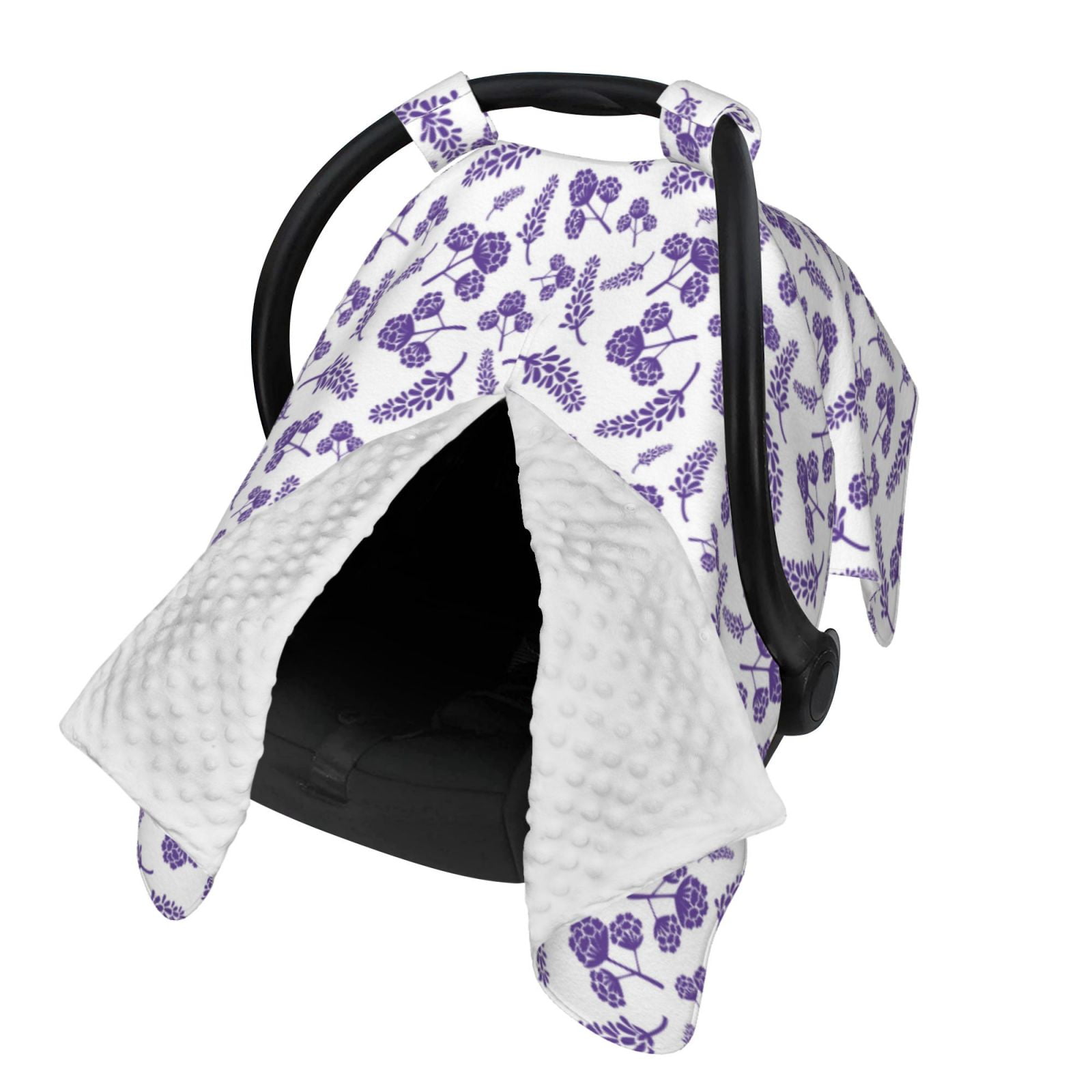 Naloa Lavender Flowers Baby Car Seat Cover, Breathable Baby Carrier Cover, Multiuse Baby Carrier Cover & Nursing Breastfeeding Cover