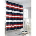 thumbnail image 3 of Fsddascl Red Navy Blue Striped Shower Curtain Set - 60" x 72" Washable Bathtub Curtain with 12 Hooks, Contemporary Minimalist Aesthetic Waterproof Fabric Stall Shower Curtains for Bathroom/Bathtub, 3 of 6