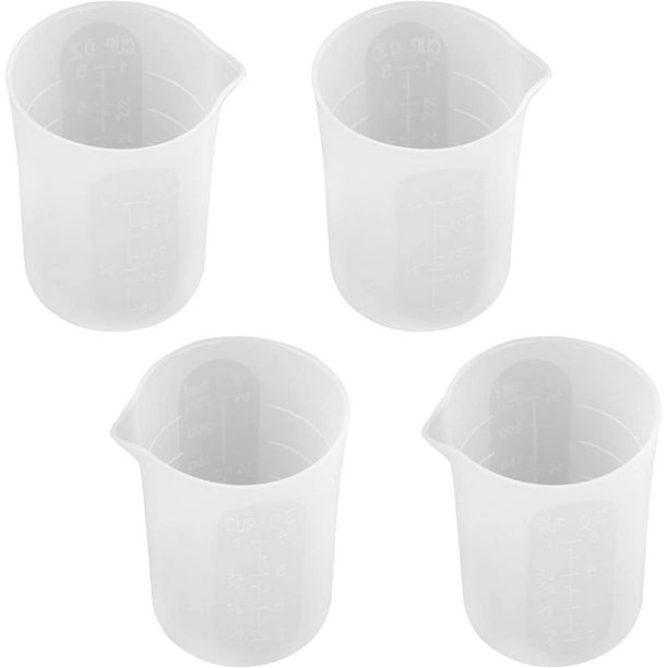Tazas de silicona de 250 ml para resina, 4 piezas Taza medidora Escala precisa Tazas graduadas transparentes Tazas de mezcla antiadherentes Tazas de resina epoxi para artesanía hecha a mano Moldes de fundición de resina epoxi Arte Encerado Cocina BANYUO Electrónica