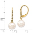 thumbnail image 3 of 14K Yellow Gold 8-9mm White Round Fwc Pearl .05Ct Diamond Leverback Earrings Made In Canada xf649e, 3 of 5