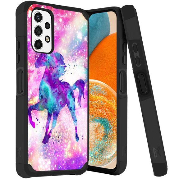 ANJ  Rugged Dual Layered Shockproof Slim Hybrid Case   Tempered Glass Cover Compatible with Samsung Galaxy A23 5G - Dream Unicorn