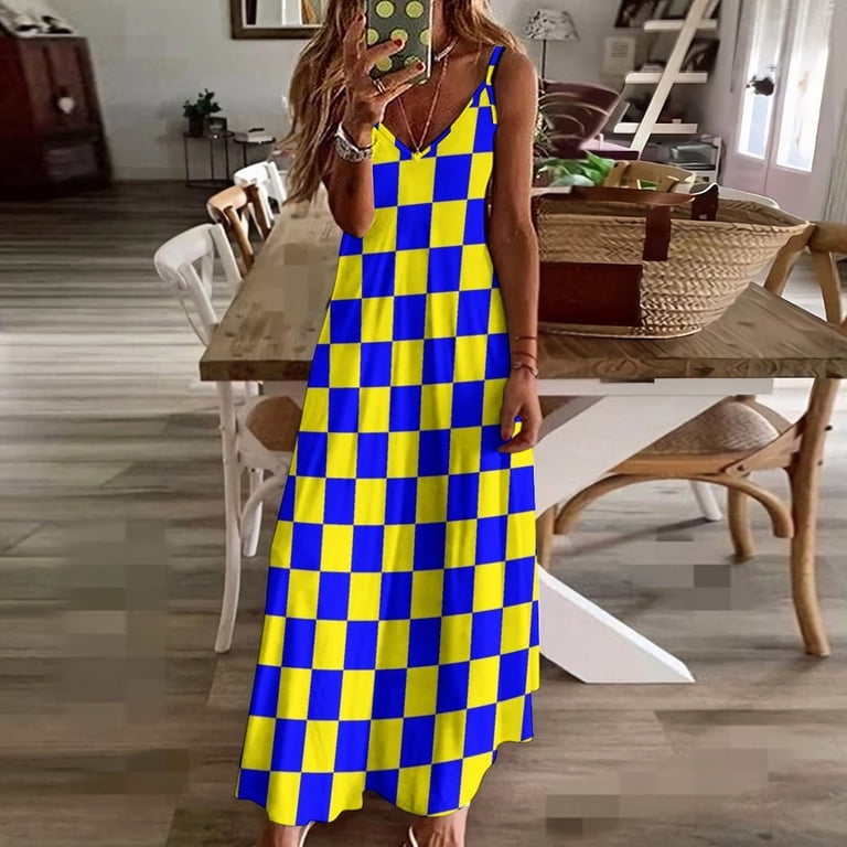 blue and yellow plaid dress Checkered (Large Squares) Dark Sleeveless dresses for women birthday dress Color Filter:Purple Rachel Allan RB2201 Simple Size (INDIA/UK):6 510 tall
