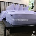 thumbnail image 3 of Elizabeth Samuel – Lavender King Size Bed Sheet Set 100% Bamboo - 15” Deep Pockets Soft, Cooling, and Machine Washable 6 pieces - 4 pillowcases, 1 flat sheet, 1 fitted sheet (Lavender, King), 3 of 7