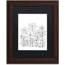Trademark Fine Art "Simple Flower Doodle 1" Canvas Art by KCDoodleArt Black Matte, Wood Frame