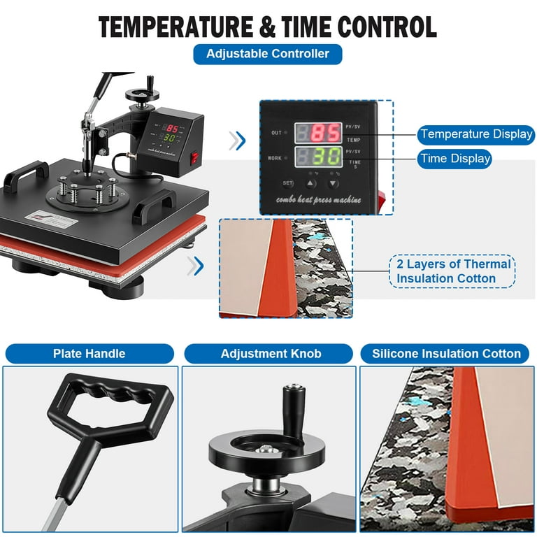 8 in1 Combo heat press machine, Plate / Mug / Cap / TShirt heat