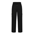 thumbnail image 4 of Hfolob Women's Pants Womens Daily Home Outdoor Elastic Waist Side Pockets Trousers Casual Workout Trousers Cargo Pants For Women, 4 of 9