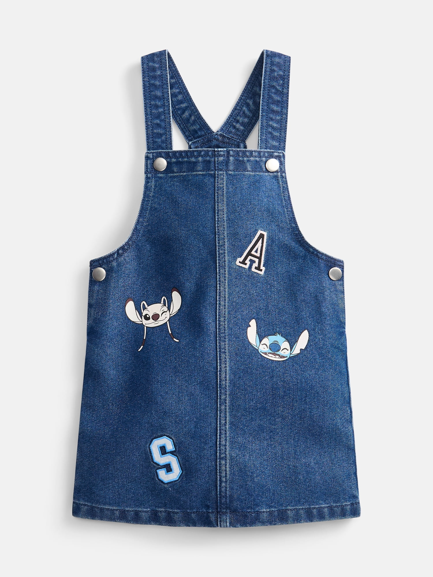 Stitch Girls Graphic Ribbed Tee and Denim Jumper Dress Set, 2 Piece, Sizes 4-12
