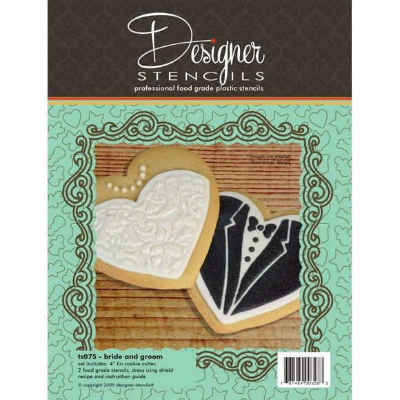 Bride & Groom Cookie Cutter & Stencil Set | For Anniversary/Bridal/Engagement | Stencil Cake Decorating Bridal Shower | TS075 By Designer Stencils
