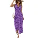 thumbnail image 2 of Vestido sin mangas con estampado floral morado Vestido de noche para mujer Vestido de mujer, 2 of 7