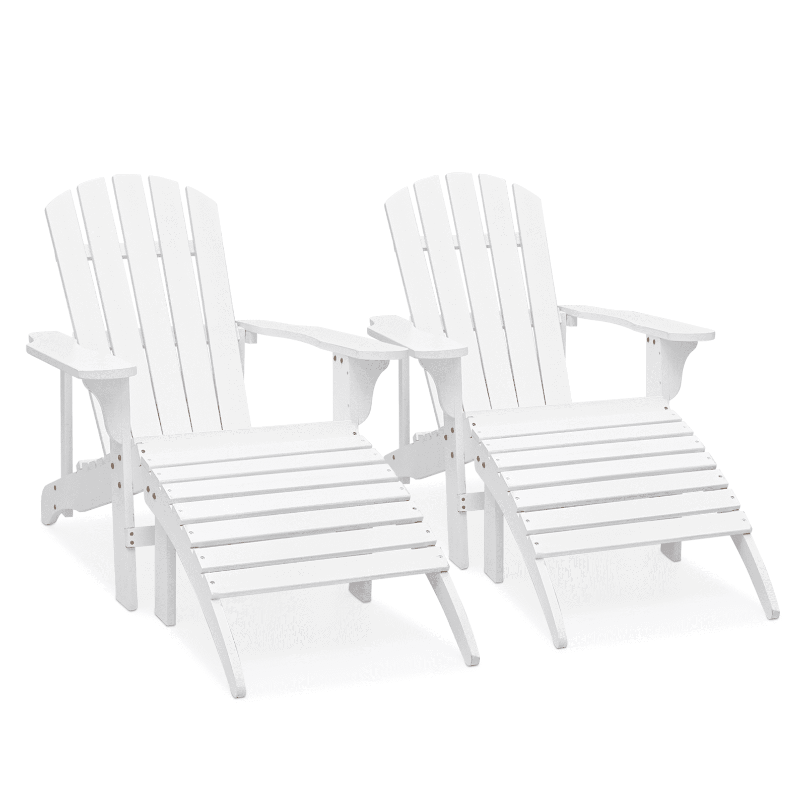 Magshion Set of 2 Adirondack Chair with Ottoman Footrest, Outdoor Wooden Lounge Chairs Set