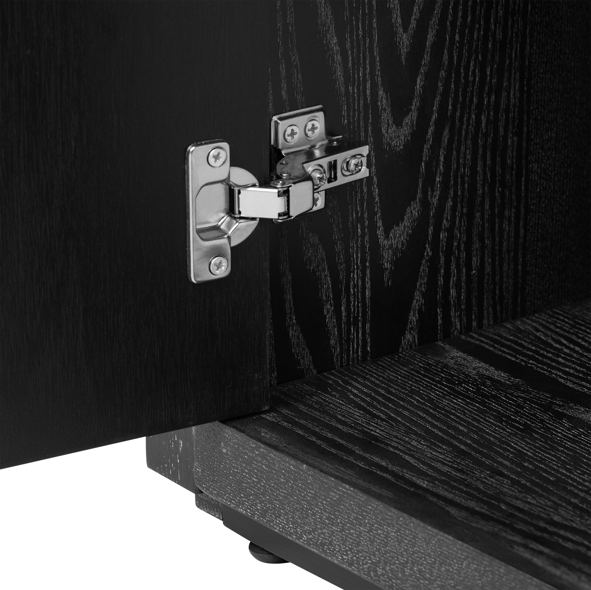 Lunale 63.1" Four-Door Sideboard Cabinet with Ash Veneer, Storage Buffet Cabinets for Entryway, Living Room, Black