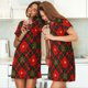 thumbnail image 4 of Fotbe Christmas Plaid Flower Bata de Dormir para Mujer con Estampado, Camisón de Algodón de Manga Corta, Ropa de Dormir Casual, 4 of 6
