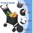 thumbnail image 5 of Folding Wagon Cart,Heavy Duty Garden Cart, Outdoor Beach Wagon, Large Capacity Beach Wagon with All-Terrain Wheels, Adjustable Folded Cart for Camping Shopping Sports (Black), 5 of 8