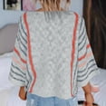 thumbnail image 6 of Htigea Womens Crewneck 3/4 Sleeve Sweaters Knitted Striped Pullover Tops Lightweight Soft Comfy Short Sweater Gray S, 6 of 6
