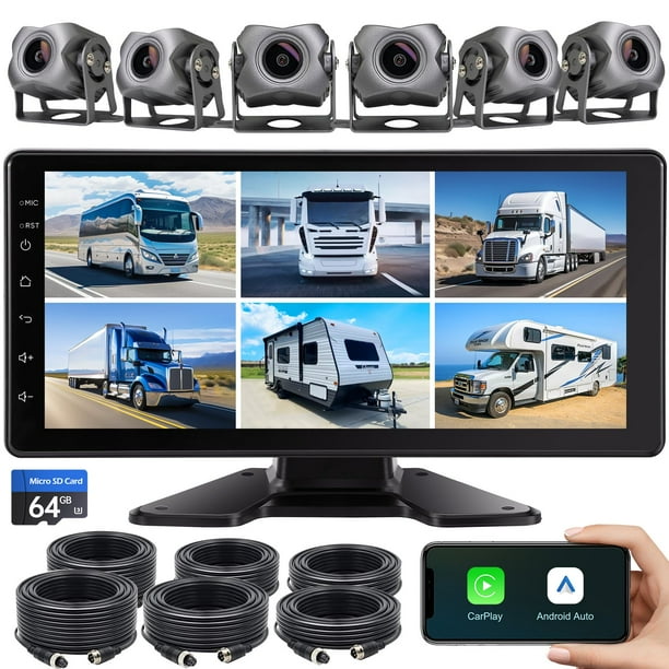 Dash Cam Seventour de 6 canales 1080P con monitor táctil de 10,33 pulgadas