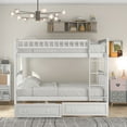 thumbnail image 4 of Euroco Pine Wood Bunk Bed with Storage, Full-over-Full Two Beds for Kids Teens, White, 4 of 14