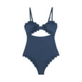 thumbnail image 5 of Cupshe Women's Blue One Piece Swimsuit Sexy Cutout Scallop Trim Bathing Suit, XL, 5 of 6