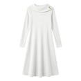 thumbnail image 5 of Long Sleeve Fall Winter Dresses for Women V Neck Button Down A Line Swing Casual Knit Sweater Dress White XL, 5 of 6