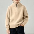 thumbnail image 3 of Afuyipoi Boys Half Zip Raglan Sleeve Pullover Sweater for Kids Size 1-13Y Fall Winter Casual Comfort Khaki Size 3T, 3 of 8