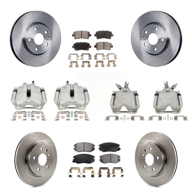 Transit Auto Front Rear Disc Brake Caliper Rotors and Ceramic Pads Kit (10Pc) for Car 2014-2015 Chevrolet Malibu 2.0L with Turbocharged with 17" Factory Wheels KC8-101031T