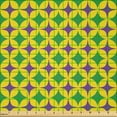 thumbnail image 2 of Ambesonne Mardi Gras Fabric by the Yard Microfiber, Retro Pattern Stars, 5 Yards, Purple Fern Green Yellow, 2 of 2