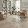thumbnail image 2 of ODIKA Beige Dining Vintage Scroll Border Distressed Neutral Cream Textured Pet Friendly & Kids Safe Play for Playroom, Bedroom, Reading Nook, 2 of 7