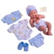 thumbnail image 1 of 8 piece Layette Baby Doll Gift Set | JC Toys - La Newborn Nursery | 14" Life-Like Smiling Doll w/ Accessories | Blue | Ages 2+, 1 of 5