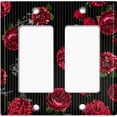 thumbnail image 6 of Metal Light Switch Plate Outlet Cover Dark Red Roses Black Pinstripe Wallpaper ROS042, 6 of 13