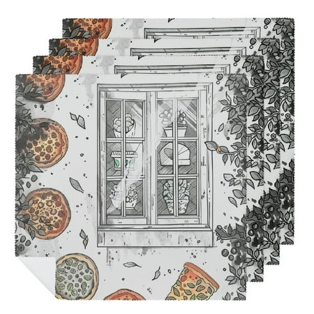 

Facannap Pizza Theme Cloth Napkins Polyester Gift Dinner Napkin for Dining Table Kitchen Daily Party Housewarming Farmhouse Decor 6 PCS