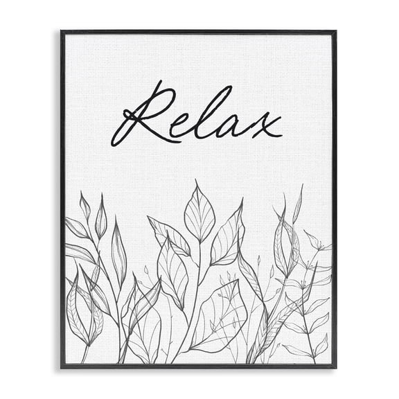 Relax with Leaf Outlines Black Framed Giclee Art, design by Lettered and Lined