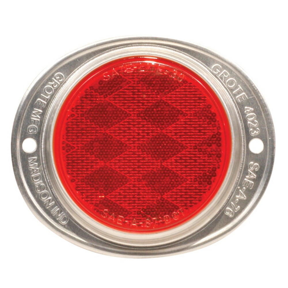 Grote 40192 Reflector, 3", Red, Steel, Lens, 2Hole Mounting