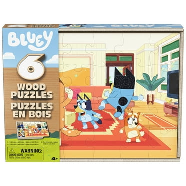 Spin Master Games, 6-Pack Of Bluey Wood Jigsaw Puzzles for Kids Ages 3 and up
