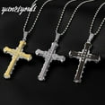thumbnail image 2 of Pendentif Croix Argent Or Noir Acier Inoxydable Zirconium Jésus Pendentif Croix, 2 of 2
