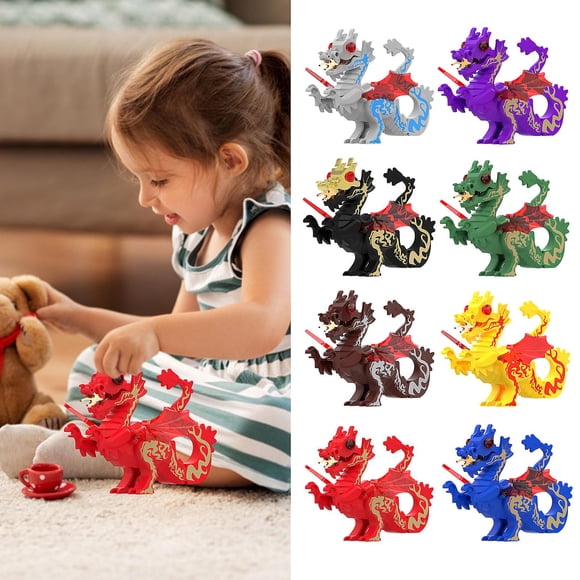 Mini Plastic Dragon Building Block Model DIY Assembled Animal Action Figure Ornament Chinese Dragon Minifigure Bricks Toys Children Birthday Gift