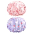 thumbnail image 2 of 2-Pack Funny Cartoon Shower Caps for Kids, Double Layer Waterproof Bath Hats with Elastic for Boys and Girls, 2 of 6