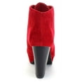 thumbnail image 4 of Forever Women Stacked Chunky Thick High Heels Ankle Boots Hidden Platform Lace Up Booties Camille-86 Suede Hot Red 8, 4 of 5