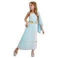 thumbnail image 2 of TTAO Robe Princesse Grecque pour Filles, Robe Longue Maxi Épaule Unique, Bleu Clair 14, 2 of 7