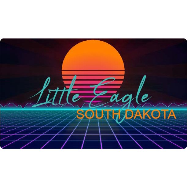 Little Eagle South Dakota 4 X 2.25Inch Vinyl Decal Stiker Retro Neon