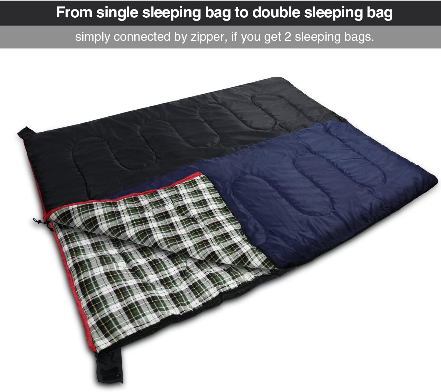 REDCAMP Cotton Flannel Sleeping Bag for Camping Backpacking, Adults Cold Weather Envelope Sleeping Bags with 2lbs Filling