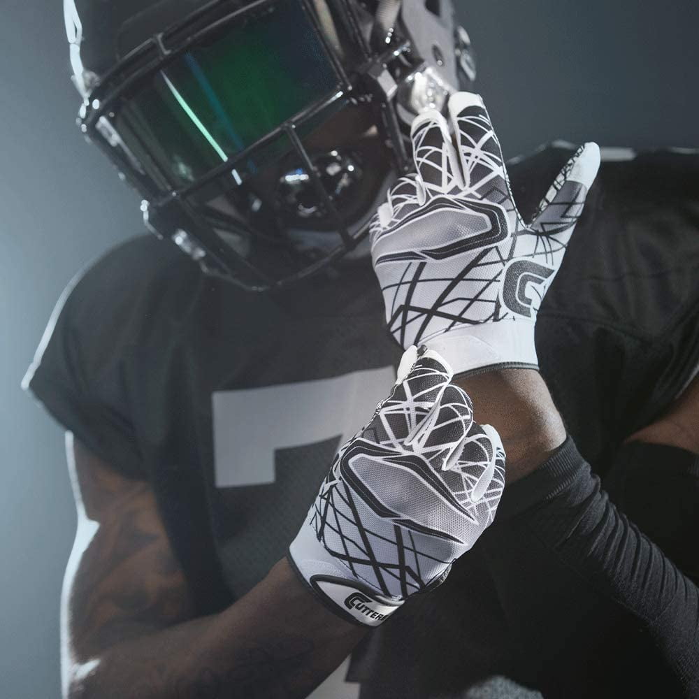 Cutters, Game Day Football Receiver Gloves, Adult, M, Black