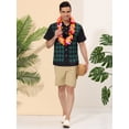 thumbnail image 3 of Lars Amadeus Camisa a cuadros de patchwork para hombre, manga corta, con botones, color block Verde negro S, 3 of 6