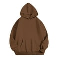 thumbnail image 3 of Oversized Hoodies with Pocket Women Cotton Plain Pullover Hooded Sweatshirts Sweater Long Sleeve Fleece Lined Tops (XL, Coffee 01), 3 of 5