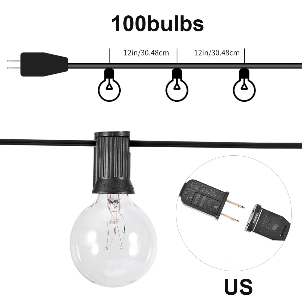 G40 100' LED String Lights Clear Outdoor Patio Globe String Lights