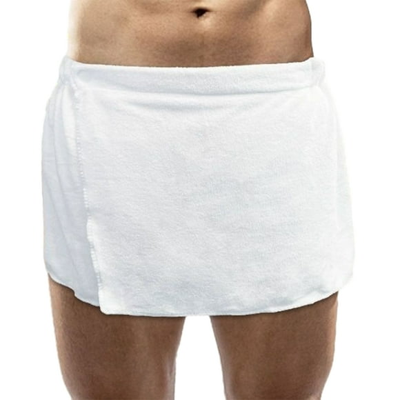 Qarigey Toalla de baño para hombre, cierre a presión suave y práctico para pantalones cortos de tamaño razonable y usables Prendas para la parte inferior del cuerpo Blanco